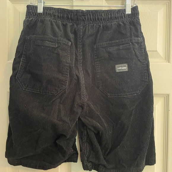 Volcom Corduroy Shorts Elastic Waist Drawstring Black Casual Mens S Streetwear - Picture 4 of 8
